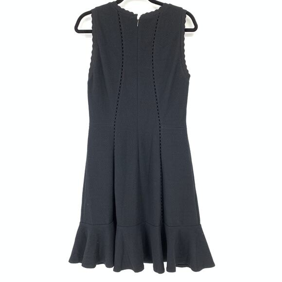Rebecca Taylor Womens Sz 10 Dress Scalloped Edges Flounce Hem Black Sleeveless - Picture 2 of 8
